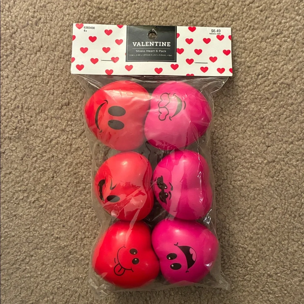 Valentine's Day Party Supplies - 264 Stickers & 6 Squishy Stress Hearts